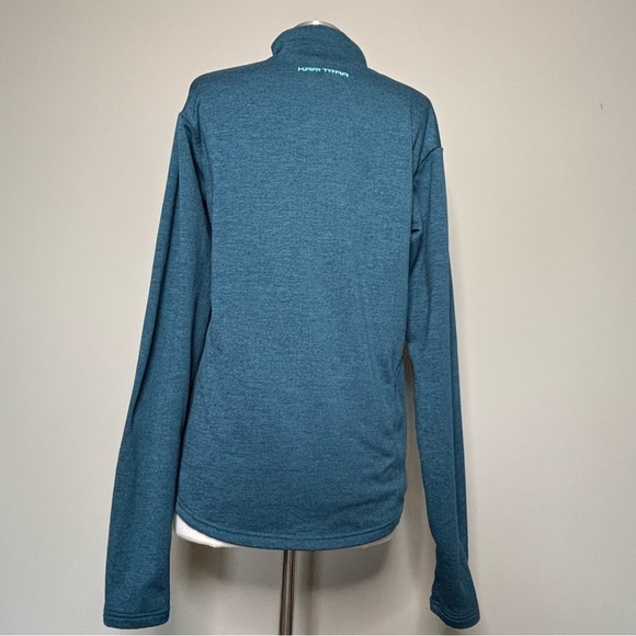 Kari Traa Blue and Red-Orange Fleece Mid Layer Quarter-zip Top, XL - Picture 8 of 12